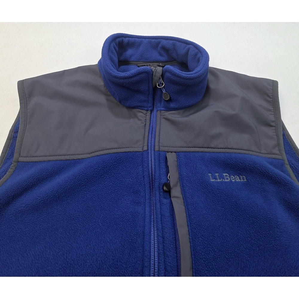 L.L. Bean Vest Mens XL Softshell Fleece Full Zip Vest Blue Sleeveless Polartec